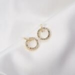 ZVT-168 Circle Zircon Korean Earrings-Golden - Image 3