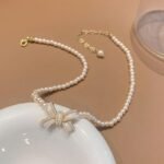 PQT-992 - Bow Shape Pearl Pendant Necklace for Women - Image 2