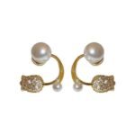 Beautiful Pearl Zircon Korean Flower Earrings for Women - Image 4