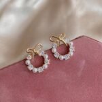 Pearl Bow Korean Zircon Earrings for Women - Image 5