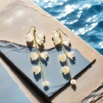 Pearl Korean Flower Earrings for Women - Image 5