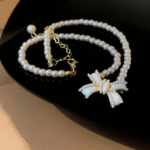 PQT-992 - Bow Shape Pearl Pendant Necklace for Women