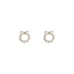 Pearl Bow Korean Zircon Earrings for Women - Image 4