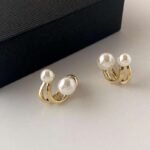 ZVT-167 Korean Pearl Circle Earrings-Golden - Image 5