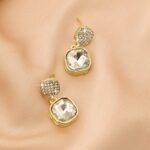 ZJE-163 Korean Zircon Crystal Earrings - Golden - Image 4