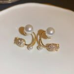 Beautiful Pearl Zircon Korean Flower Earrings for Women - Image 3