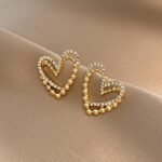 ZJE-164 Heart Shape Double Korean Earrings- Golden