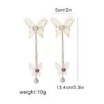 S925 Elegant Butterfly with Pearl Tassels Drop Earrings - Image 2