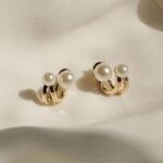 ZVT-167 Korean Pearl Circle Earrings-Golden - Image 4