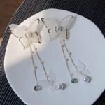 S925 Elegant Butterfly with Pearl Tassels Drop Earrings - Image 5