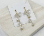 Pearl Korean Flower Earrings for Women