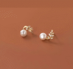 Elegant Leaf Pearl Korean Earrings - Image 2