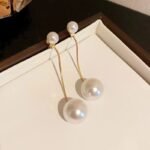 AWJ-157 Elegant Pearl Hanging Korean Earrings - Image 2