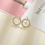 ZVT-168 Circle Zircon Korean Earrings-Golden - Image 2