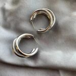 Punk Oval Hoop Earrings Metallic Geometric Ear - Image 3